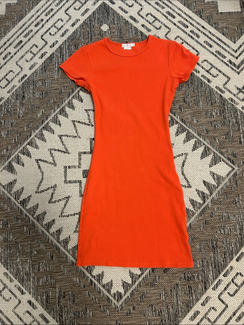 General Pants Co. Short-Sleeve Orange Ribbed Mini Dress
